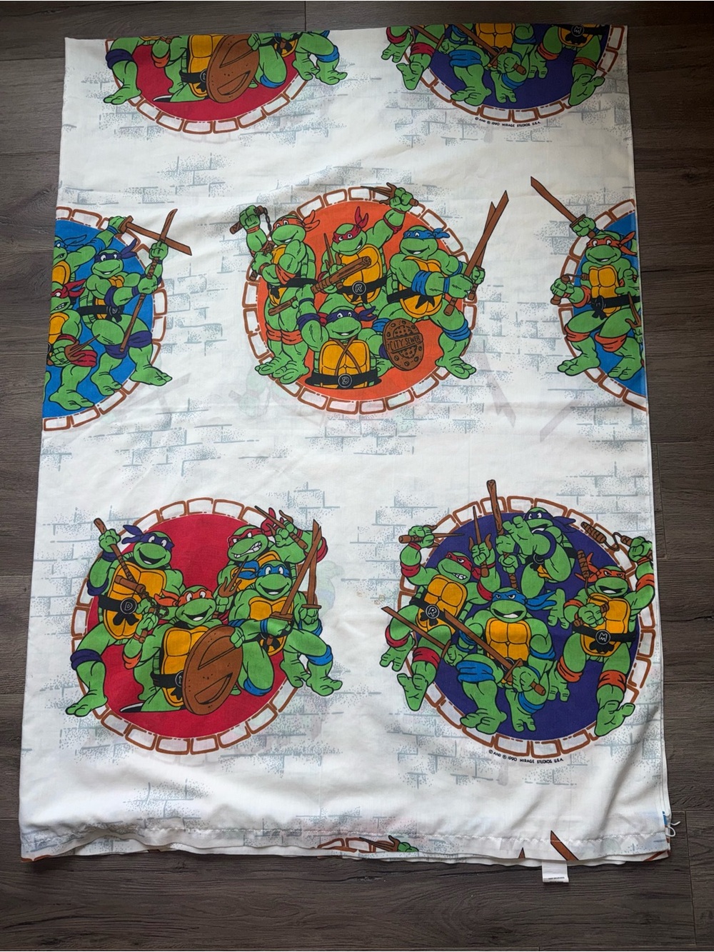 Vintage 1990 90's TMNT Teenage Mutant Ninja Turtles Twin Flat Sheet Fabric